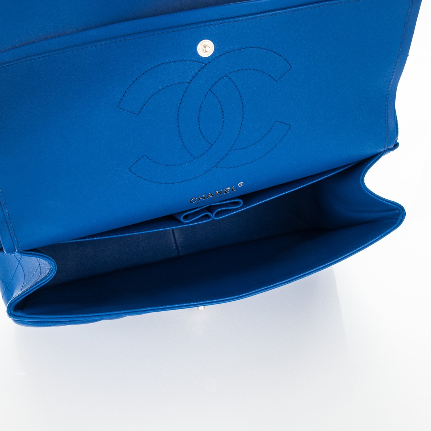 Lambskin Quilted Jumbo Double Flap Blue