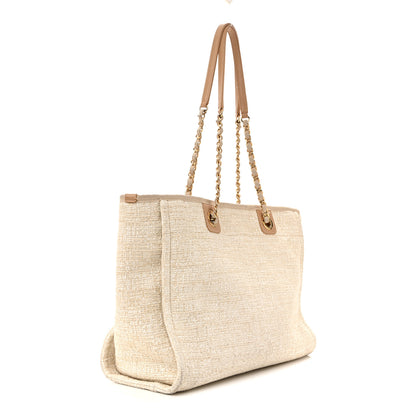 Chanel Lurex Boucle Small Deauville Tote Ivory 3 of 15