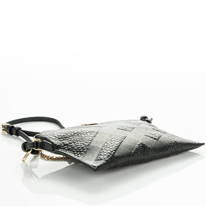 Burberry Signature Grain Calfskin Check Embossed Peyton Crossbody Clutch Bag Black 4 of 8