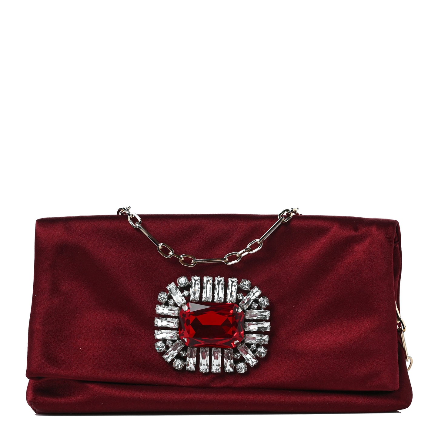 Satin Crystal Titania Clutch Red