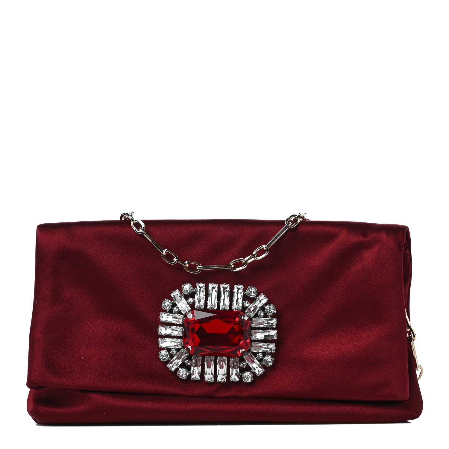 Jimmy Choo Satin Crystal Titania Clutch Red 1 of 7