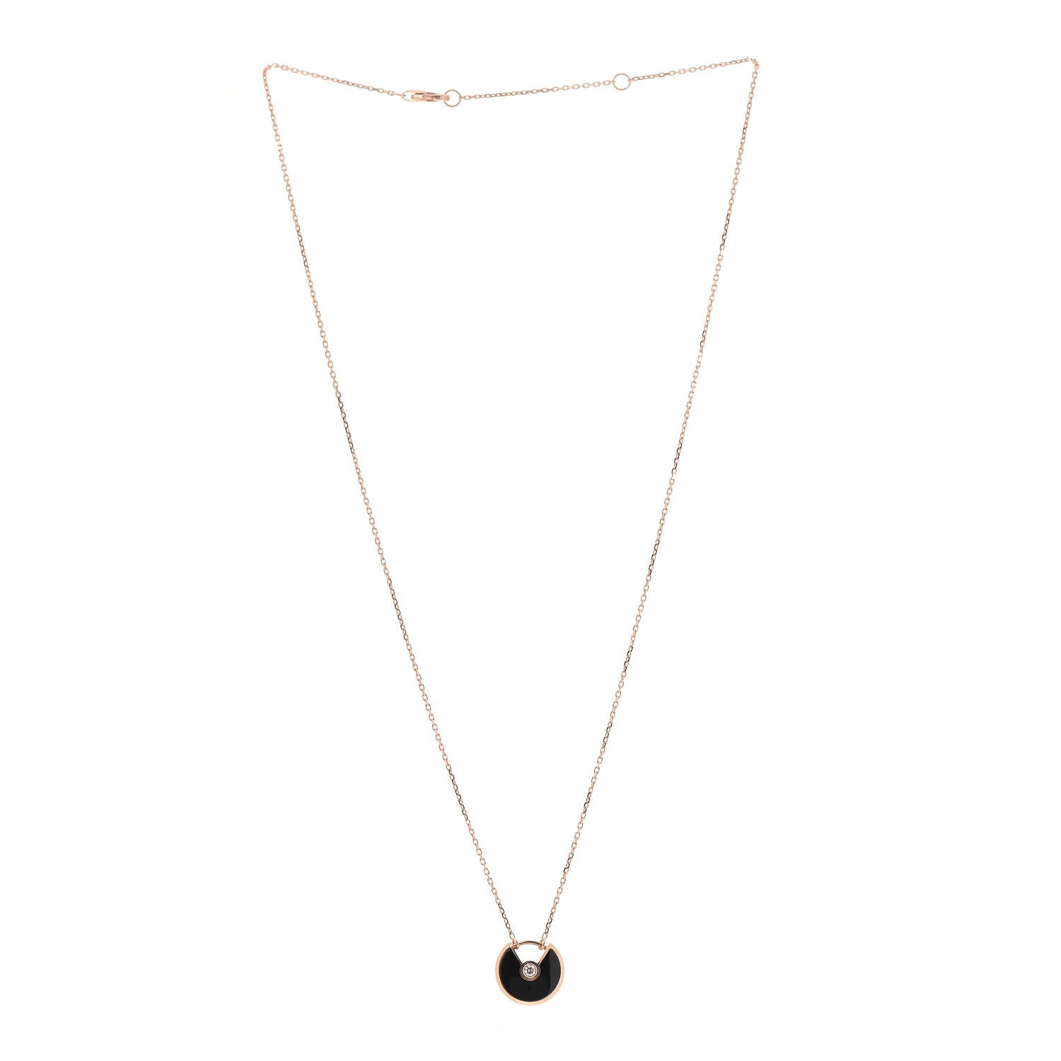 Cartier 18K Pink Gold Diamond Black Onyx XS Amulette de Cartier Pendant Necklace 3 of 5