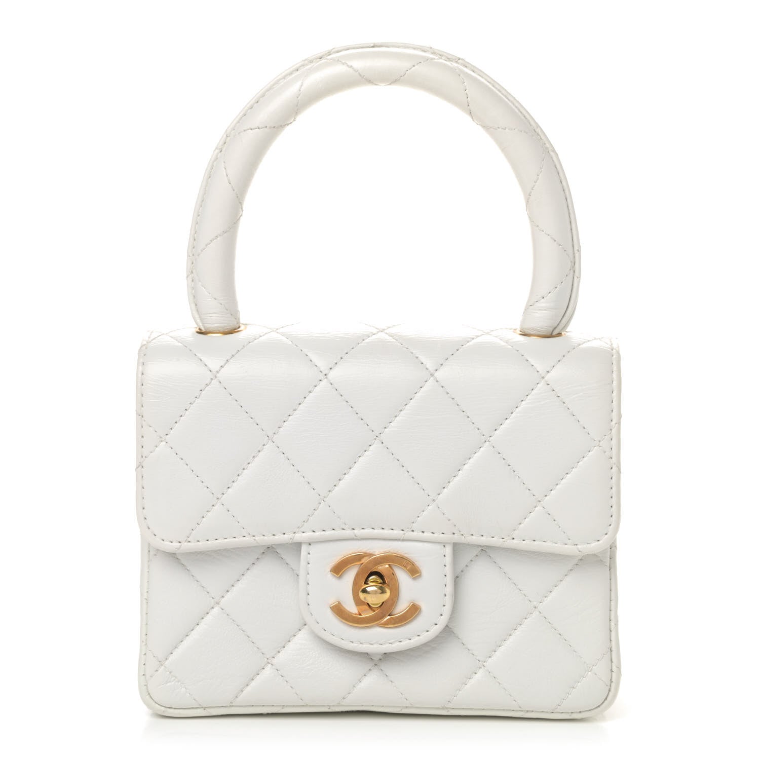 Chanel Lambskin Quilted Mini Top Handle Square Flap White 1 of 7