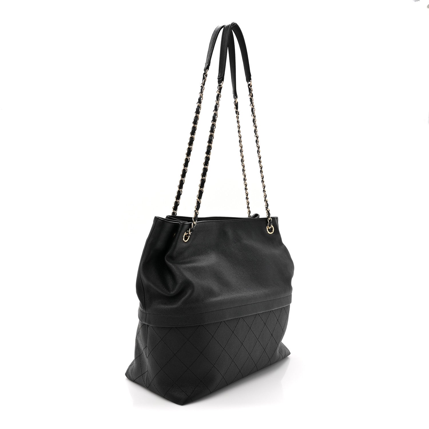 Chanel Crumpled Grained Calfskin Zip and Carry Shopping Tote Black 3 of 11