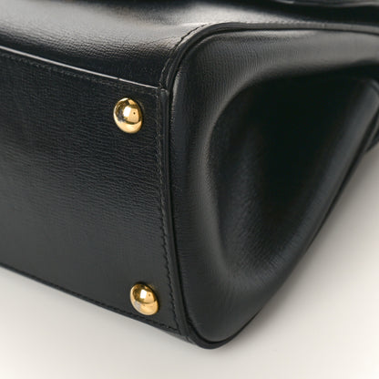 Gucci Glazed Textured Calfskin Mini Horsebit 1955 Top Handle Flap Bag Black 8 of 8