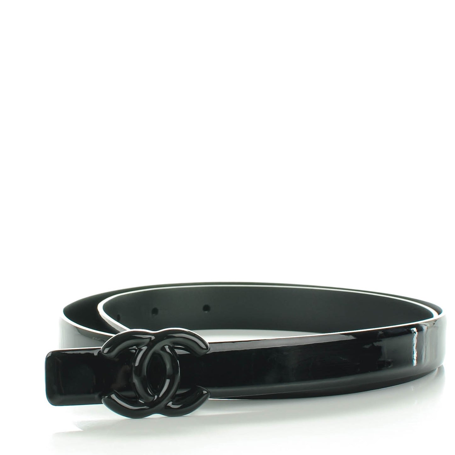 Patent CC Logo Skinny Belt 80 32 Black