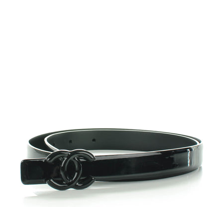 Chanel Patent CC Logo Skinny Belt 80 32 Black 1 of 8