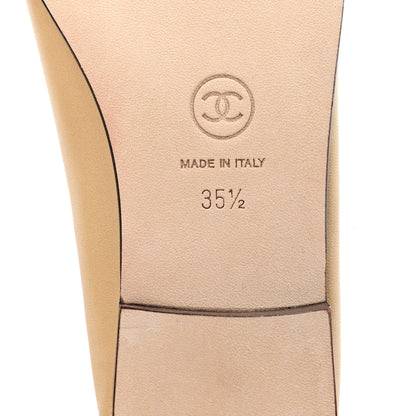 Chanel Lambskin Cap Toe CC Ballerina Flats 35.5 Beige Black 7 of 10