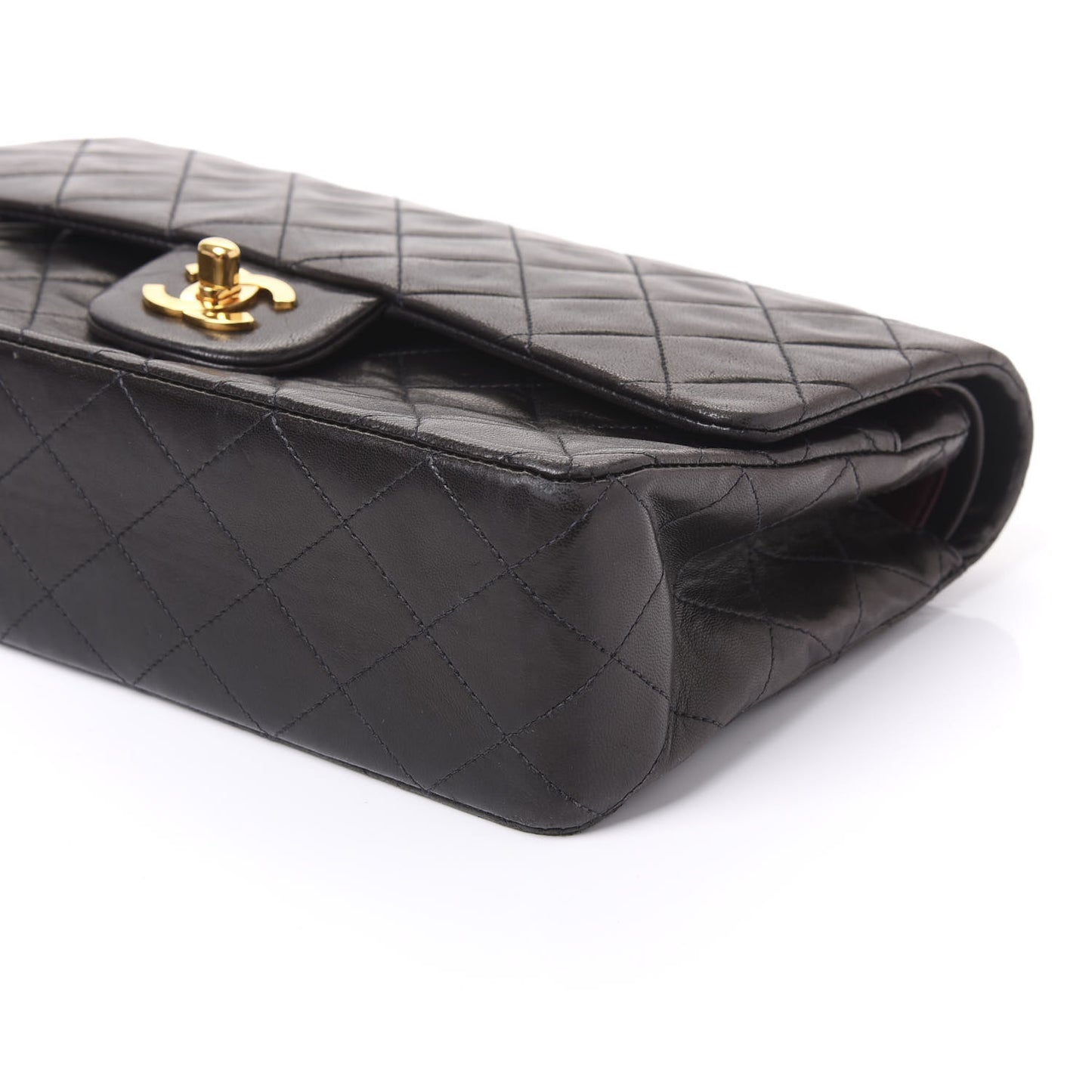 Lambskin Quilted Medium Double Flap Black
