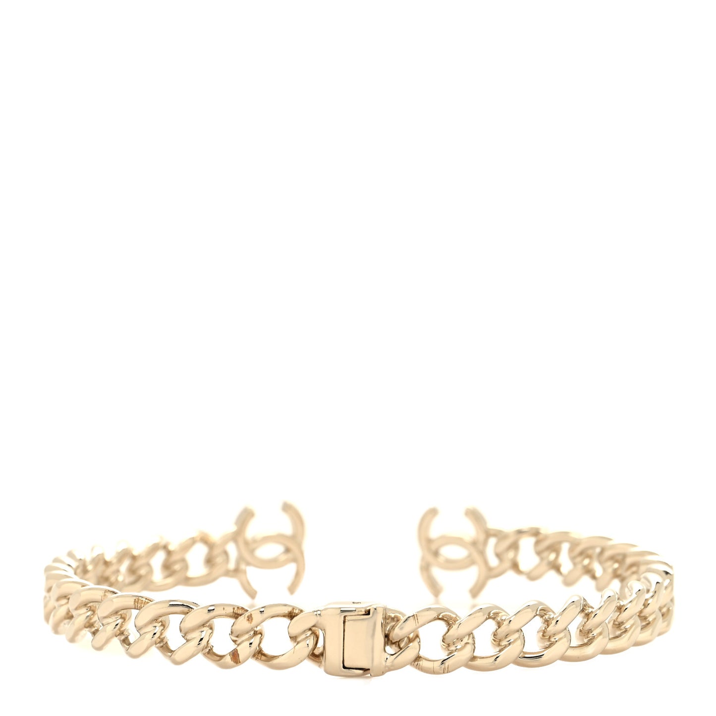 Metal CC Chain Link Choker Necklace M Gold