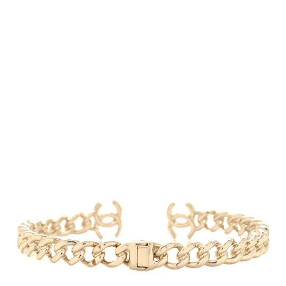 Chanel Metal CC Chain Link Choker Necklace M Gold 3 of 4