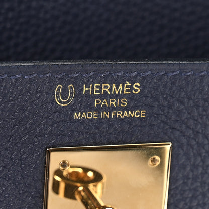 Hermes Togo Horseshoe Au Galop Kelly Retourne 28 Bleu Nuit Rouge H Fauve 6 of 11