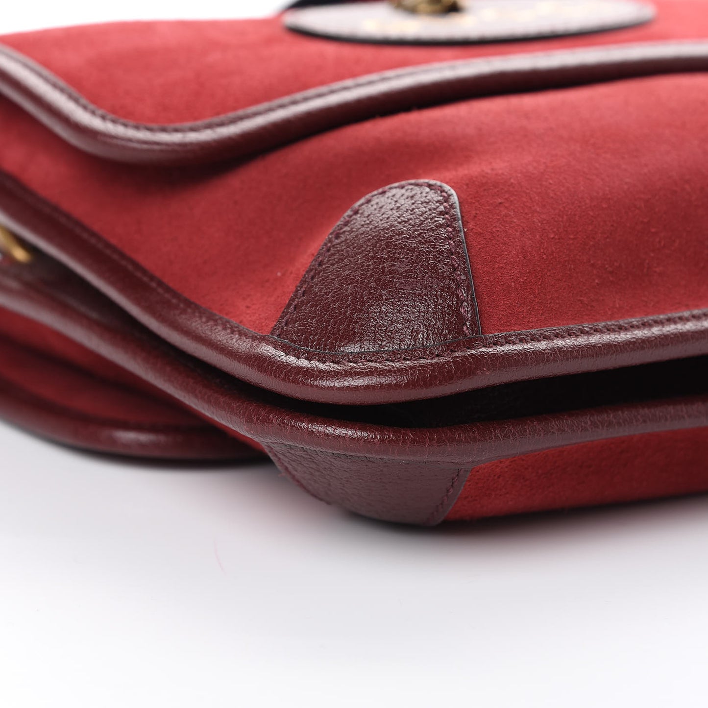 Suede Web Small Neo Vintage Double Flap Messenger Bag Romantic Cherry Chardonnay