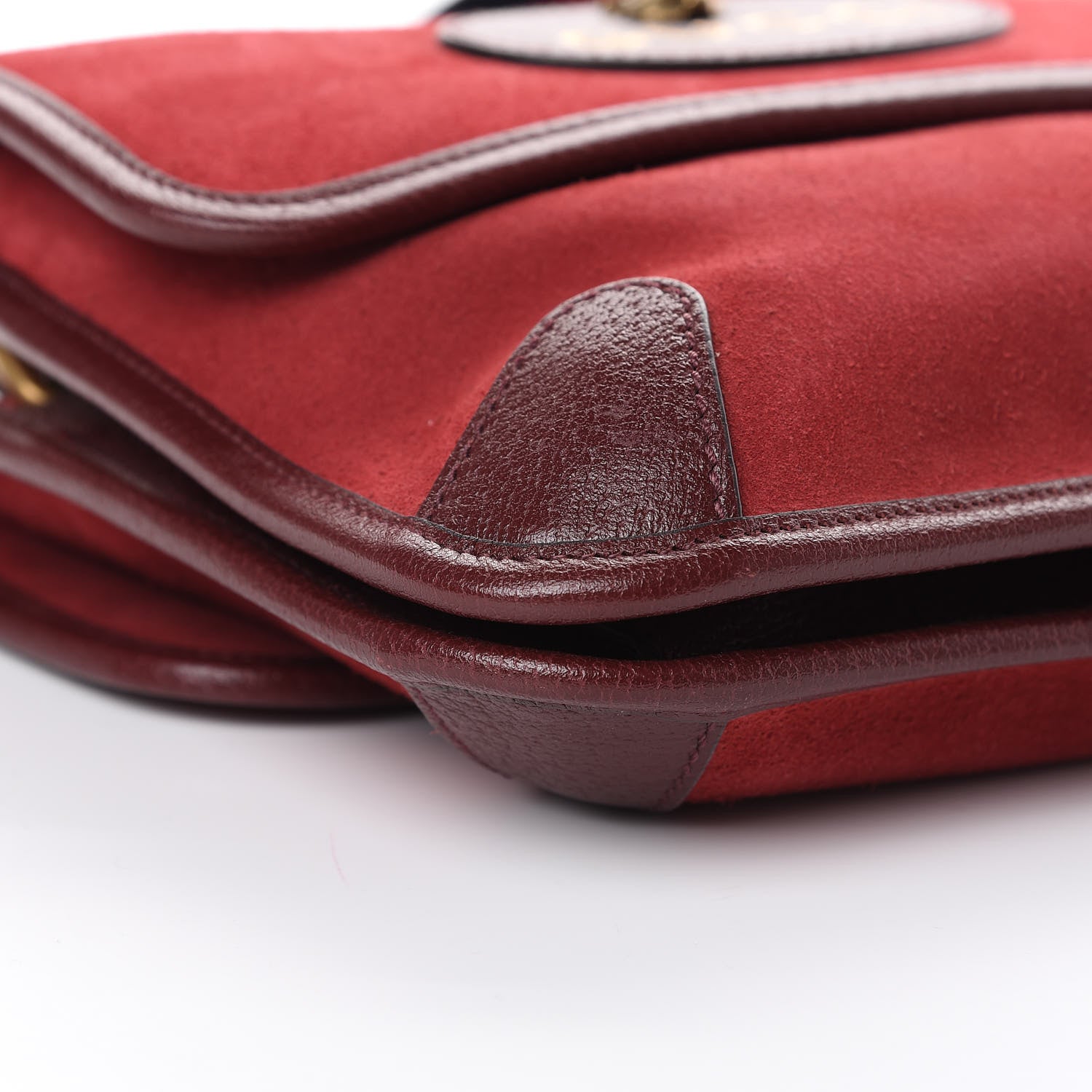 Gucci Suede Web Small Neo Vintage Double Flap Messenger Bag Romantic Cherry Chardonnay 10 of 15