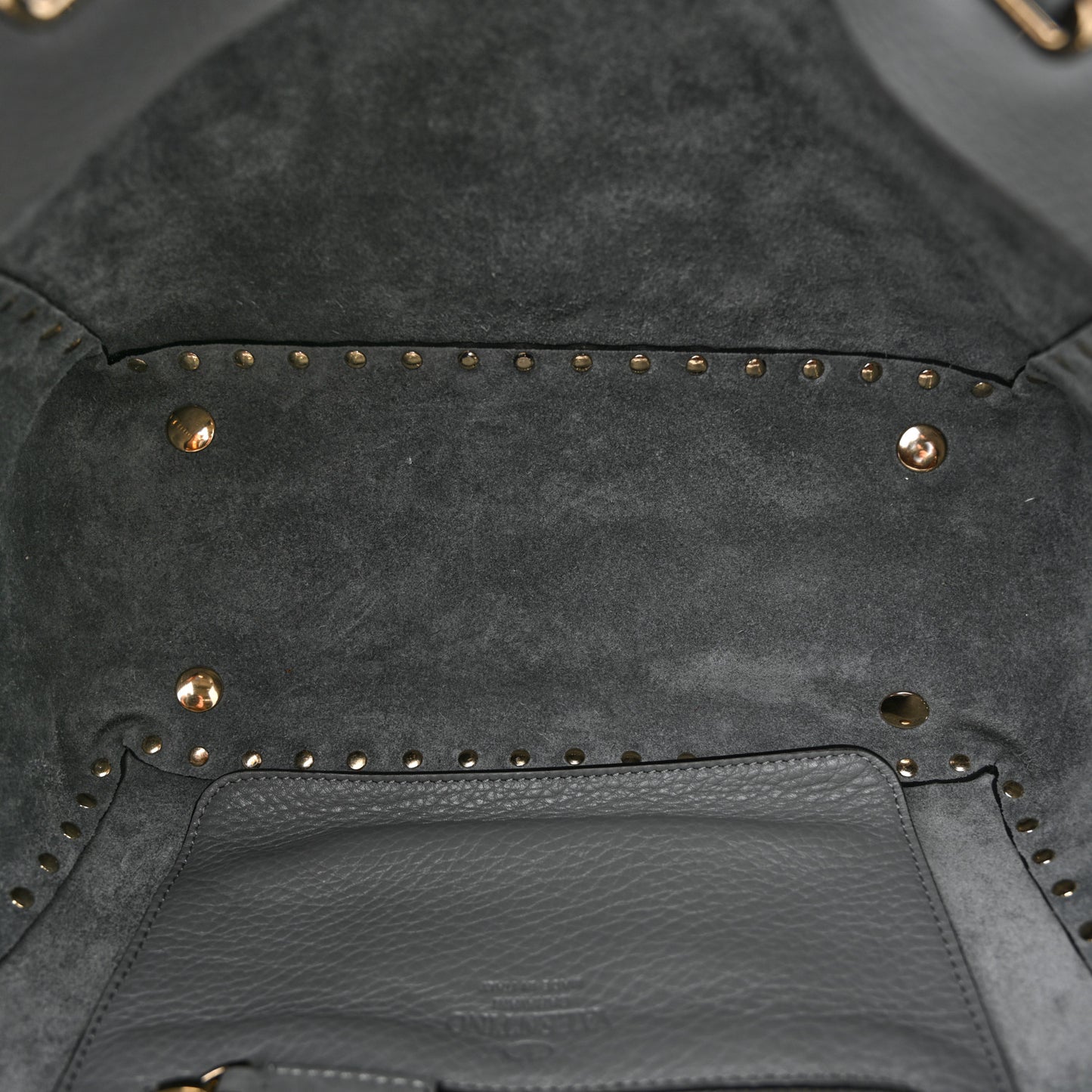 Pebbled Calfskin Small Rockstud Tote Light Stone