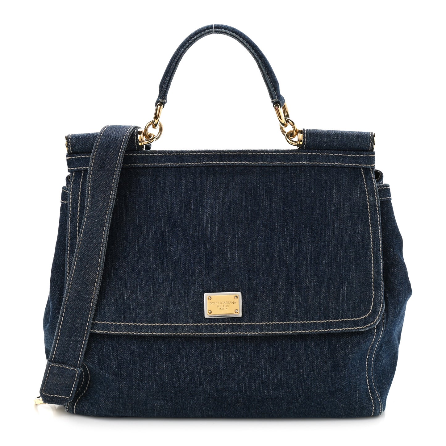 Denim Large Miss Sicily Satchel Blue