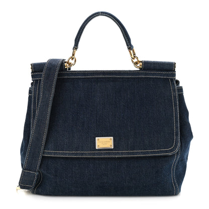 Dolce & Gabbana Denim Large Miss Sicily Satchel Blue 1 of 9