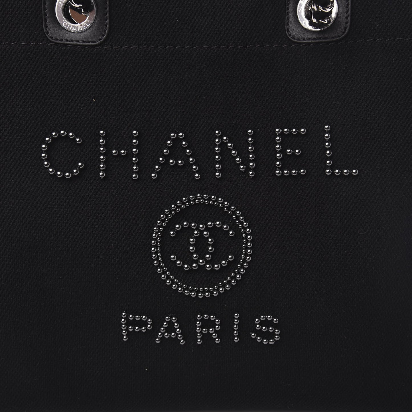 Canvas Pearl Medium Deauville Tote Black