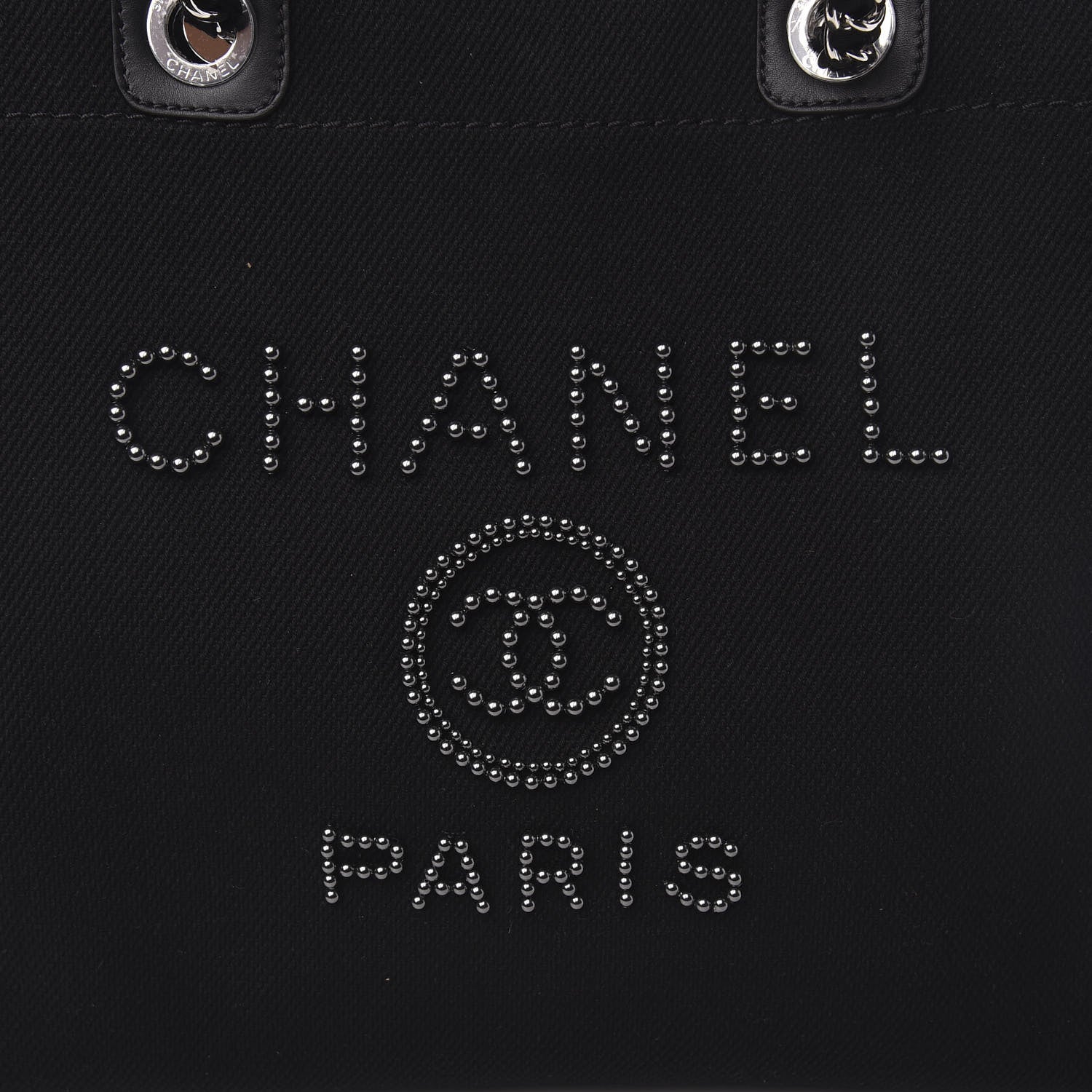 Chanel Canvas Pearl Medium Deauville Tote Black 11 of 12