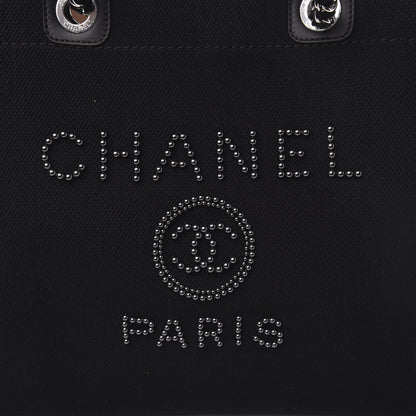 Chanel Canvas Pearl Medium Deauville Tote Black 11 of 12