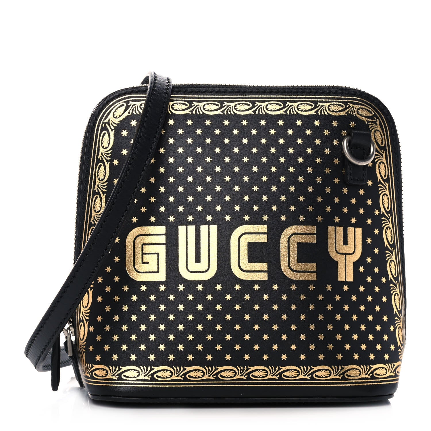 Gucci X SEGA Calfskin GUCCY Stars Mini Dome Shoulder Bag Black Gold 1 of 10