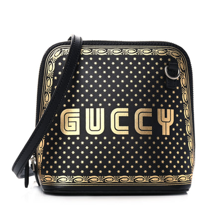 Gucci X SEGA Calfskin GUCCY Stars Mini Dome Shoulder Bag Black Gold 1 of 10