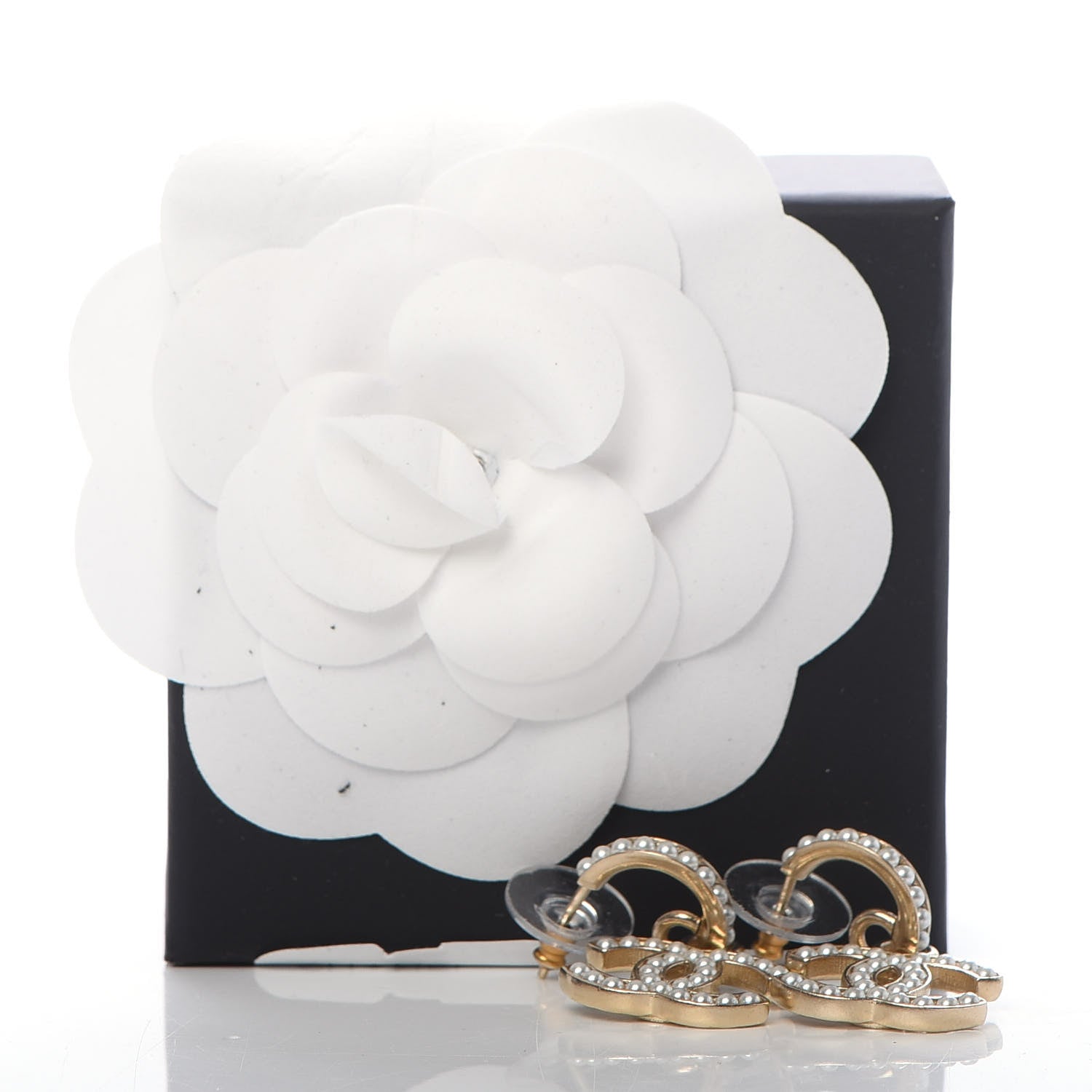 Chanel Pearl CC Hoop Drop Earring Gold 5 of 5