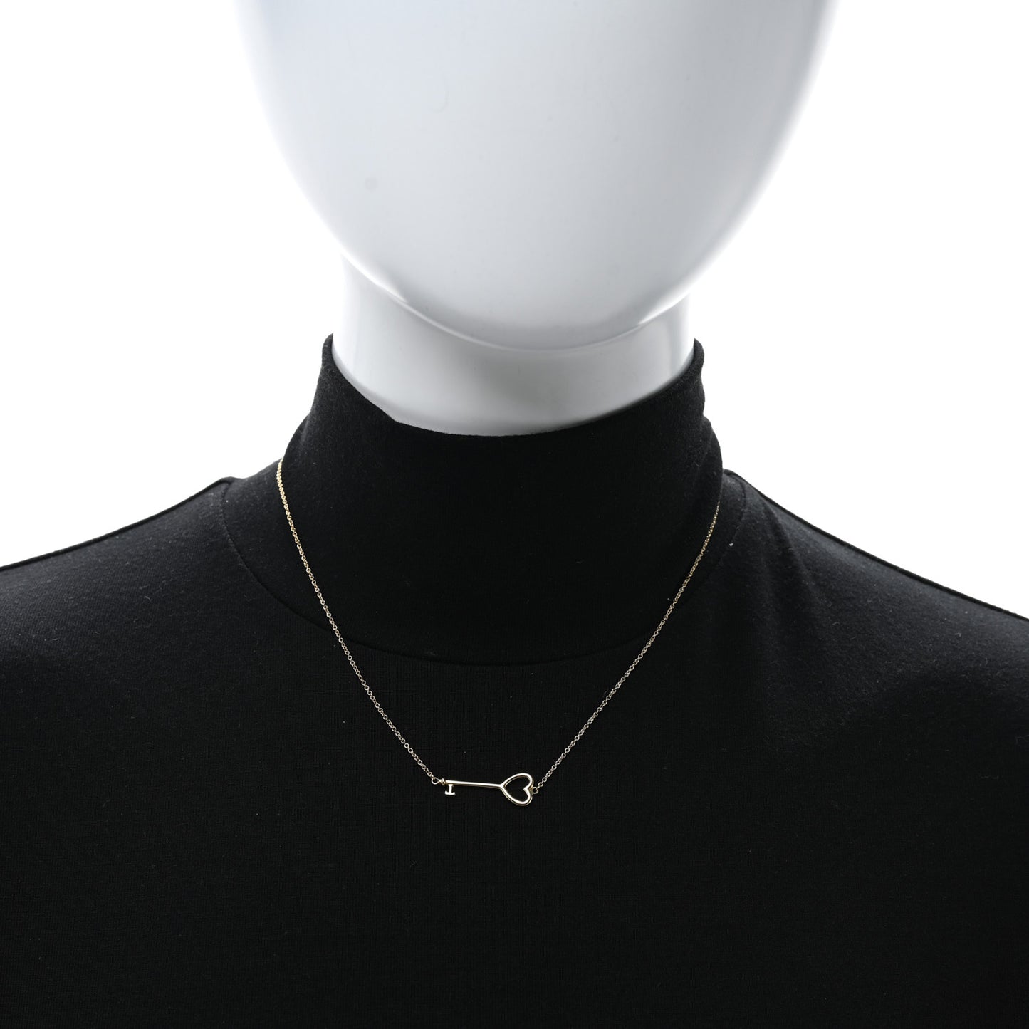 18K Yellow Gold Heart Key Pendant Necklace