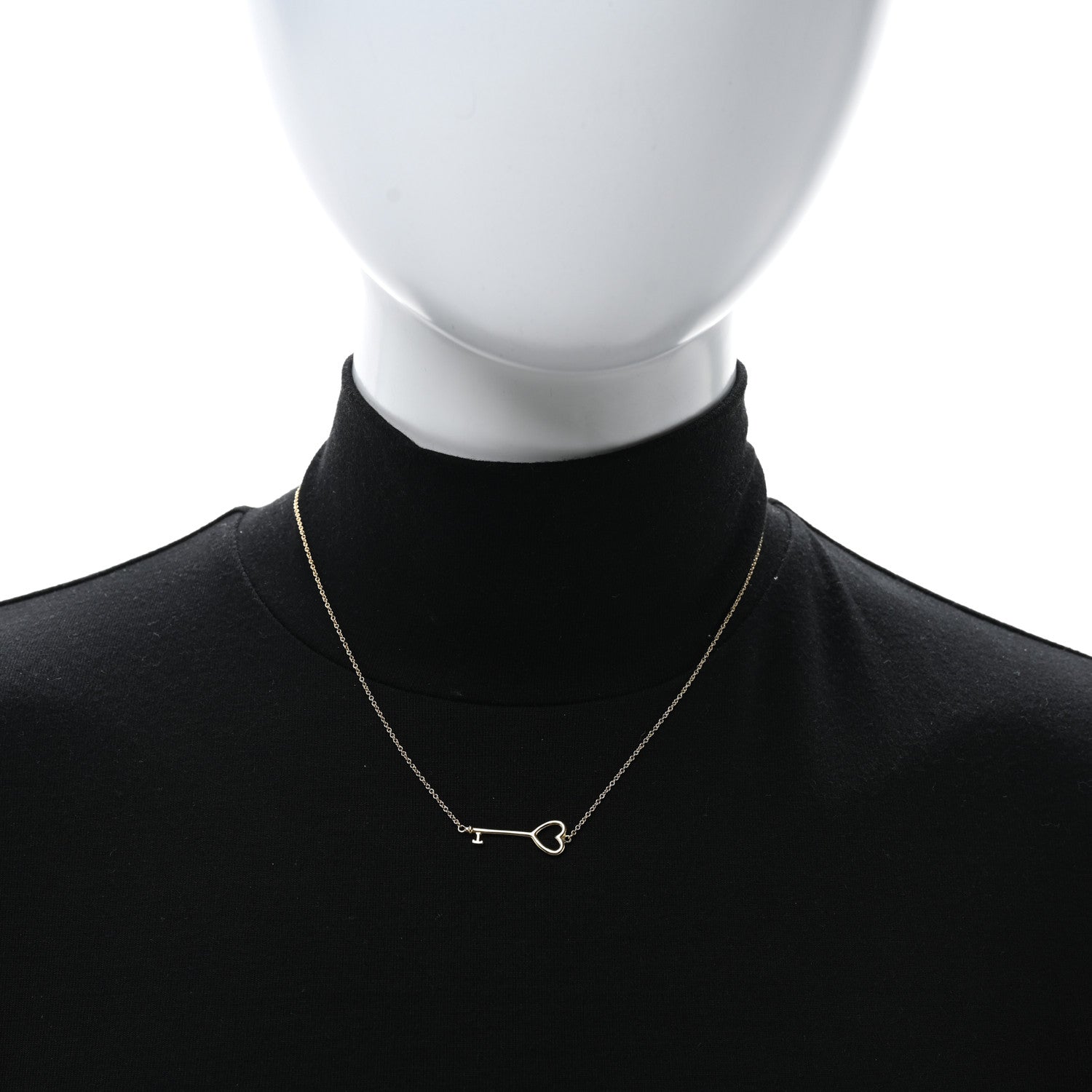 Tiffany 18K Yellow Gold Heart Key Pendant Necklace 2 of 5