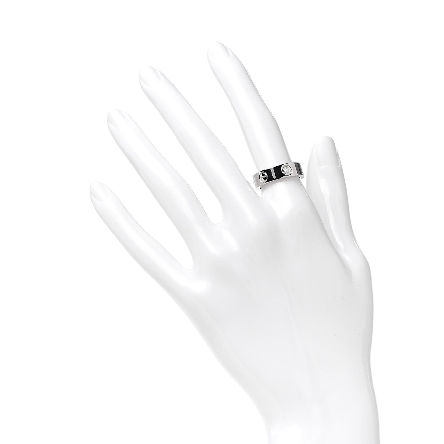 18K White Gold 3 Diamond 5.5mm LOVE Ring 51 5.75