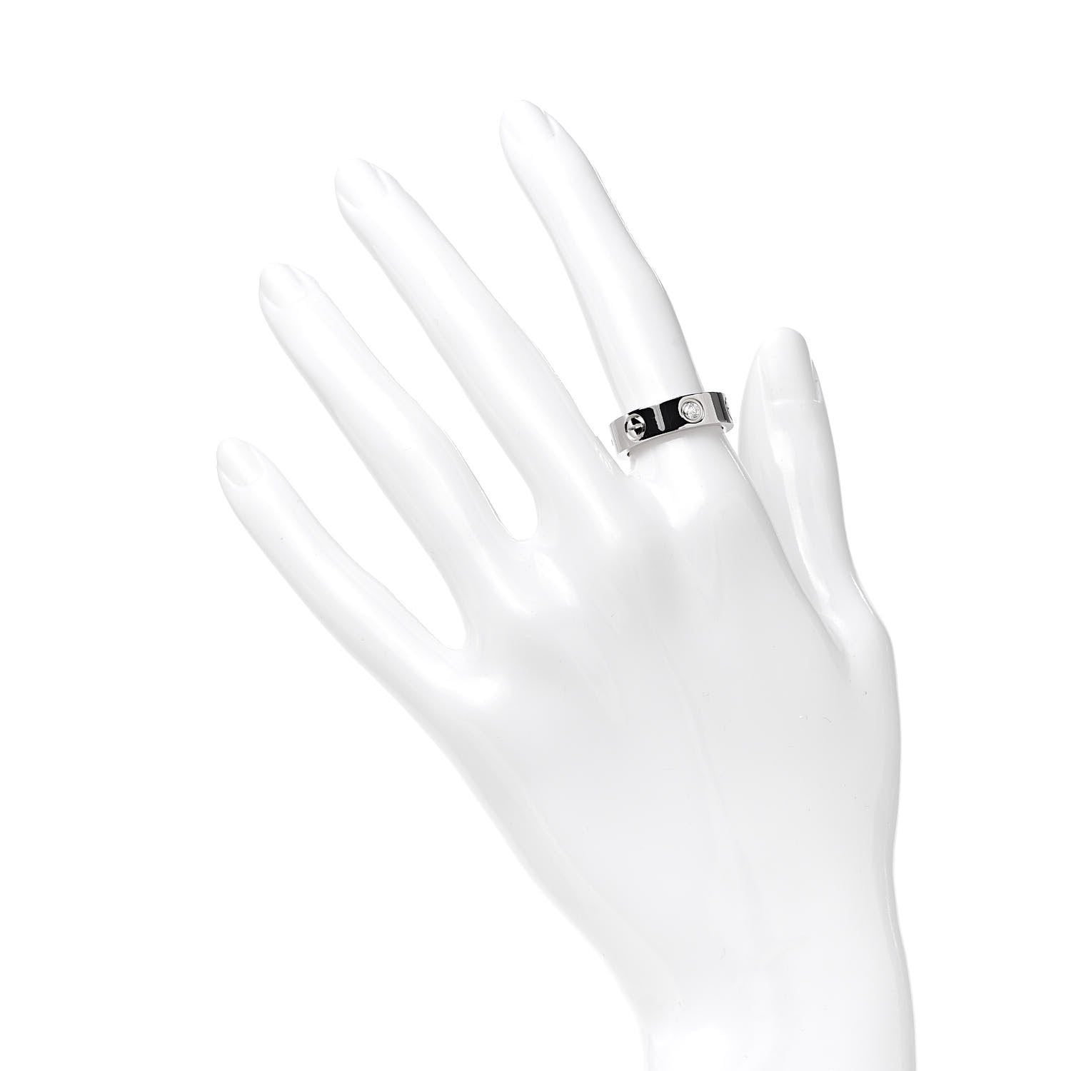 Cartier 18K White Gold 3 Diamond 5.5mm LOVE Ring 51 5.75 2 of 5