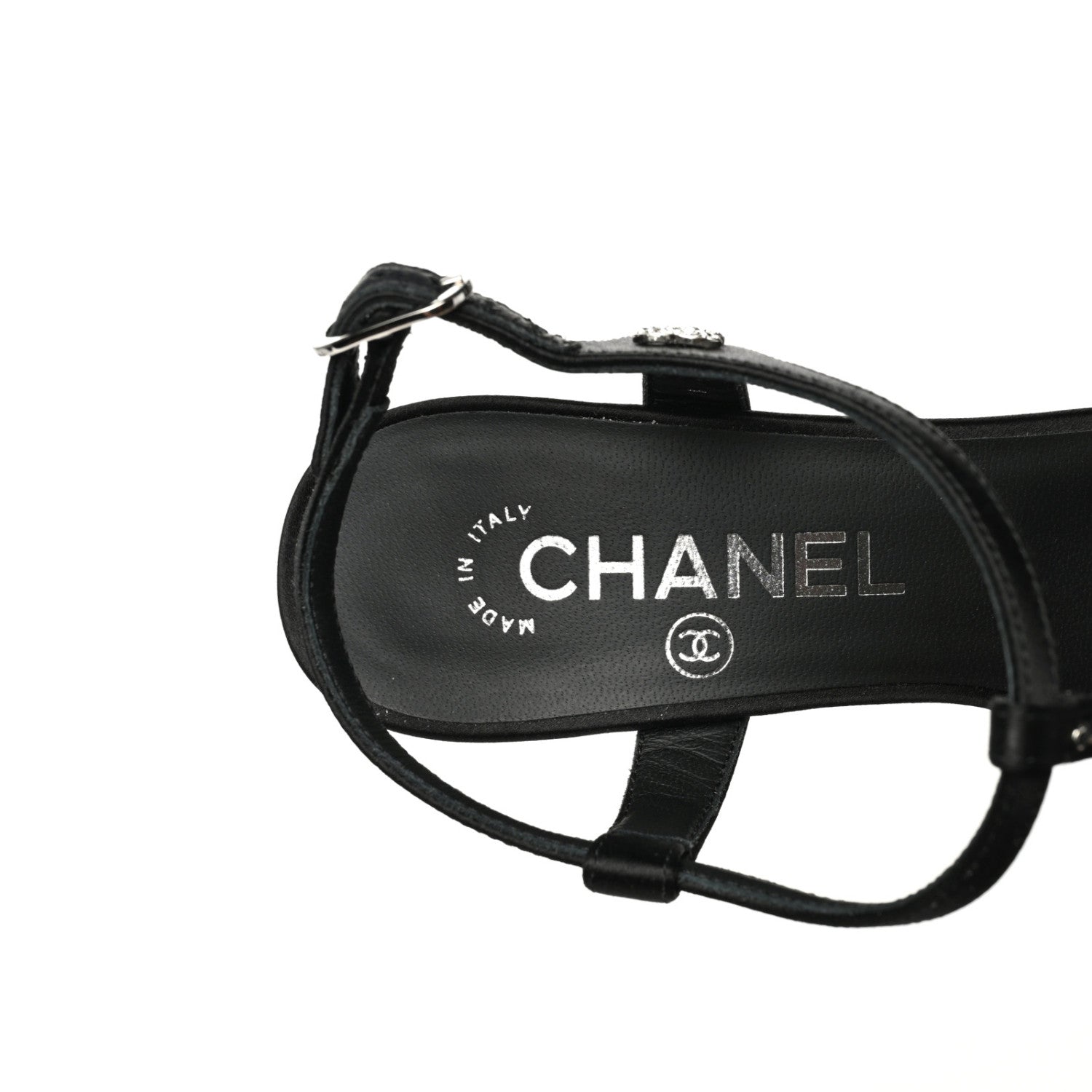 Chanel Satin Crystal Slingback Sandals 37 Black 7 of 9