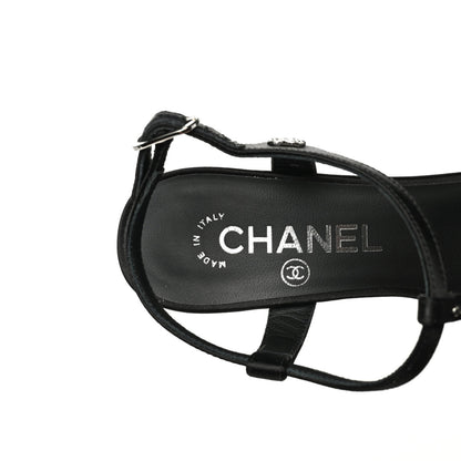 Chanel Satin Crystal Slingback Sandals 37 Black 7 of 9