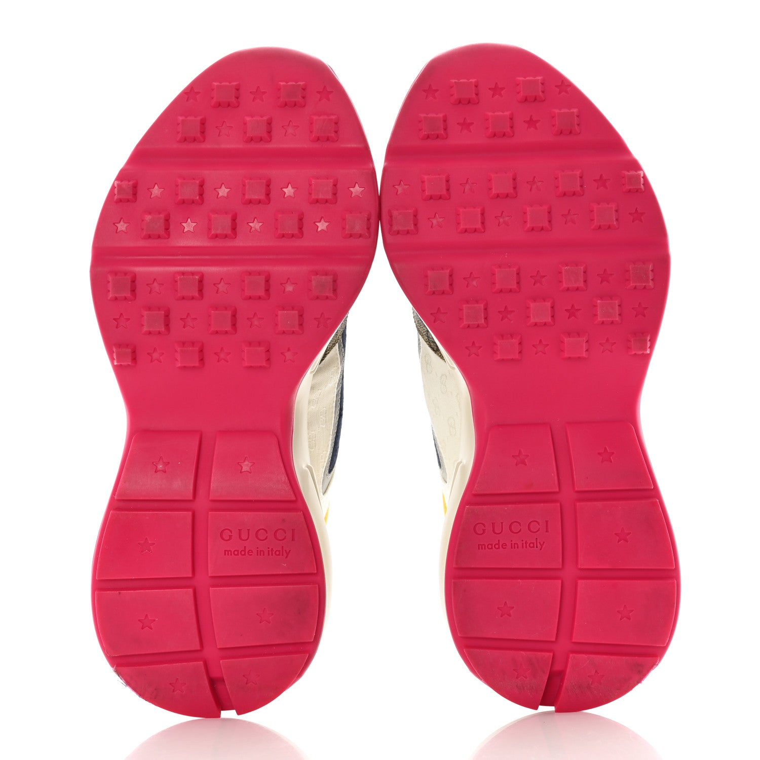 Gucci GG Supreme Monogram Mix Monogram Mens Rhyton Sneakers 5.5 London Blue Beige Sun Yellow 6 of 17