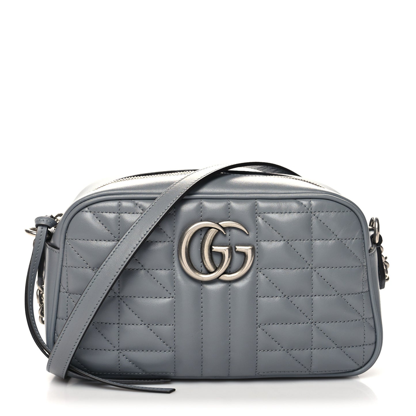 Calfskin Matelasse Aria Small GG Marmont Chain Shoulder Bag Deep Grey