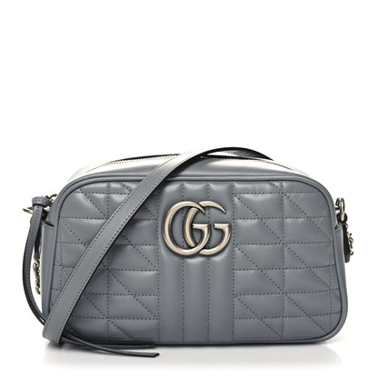 Gucci Calfskin Matelasse Aria Small GG Marmont Chain Shoulder Bag Deep Grey 1 of 12
