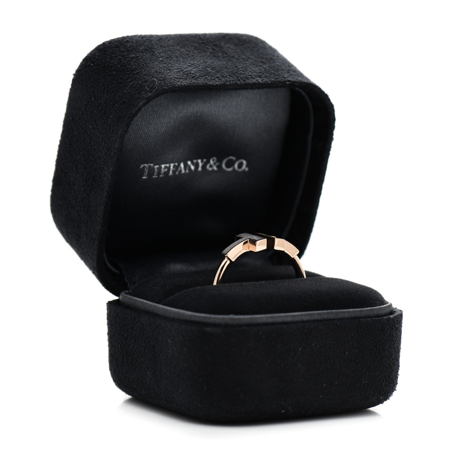 Tiffany 18K Rose Gold Diamond Mother of Pearl T Wire Ring 54 7 6 of 6