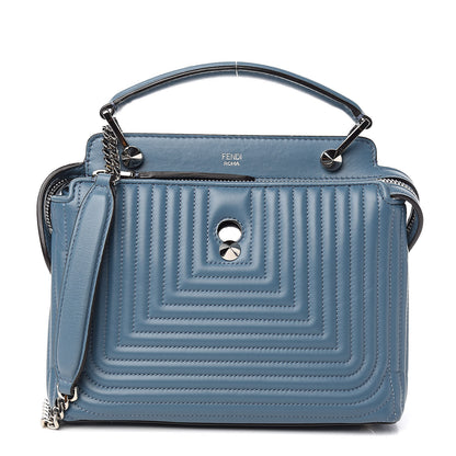Fendi Shiny Nappa Trapuntata Small DotCom Click Top Handle Chain Satchel Blue 1 of 10