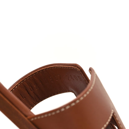 Hermes Box Calfskin Oran Sandals 36 Gold 9 of 9