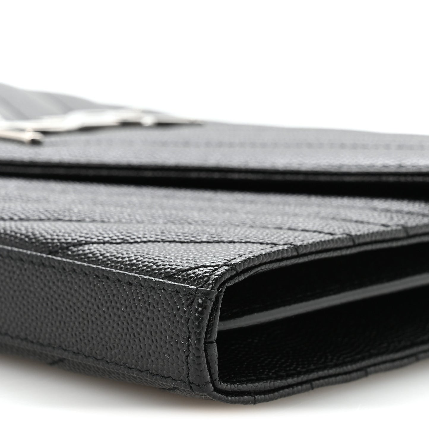 Grain De Poudre Matelasse Chevron Monogram Chain Wallet Black