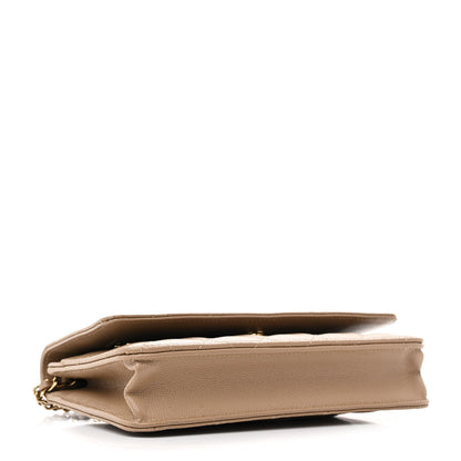 Chanel Caviar Quilted Wallet on Chain WOC Dark Beige 4 of 12