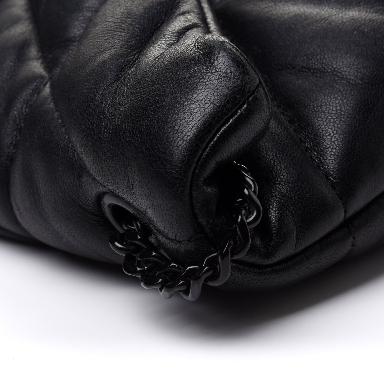 Saint Laurent Lambskin Quilted Toy Loulou Puffer Monogram Chain Satchel Black 12 of 16