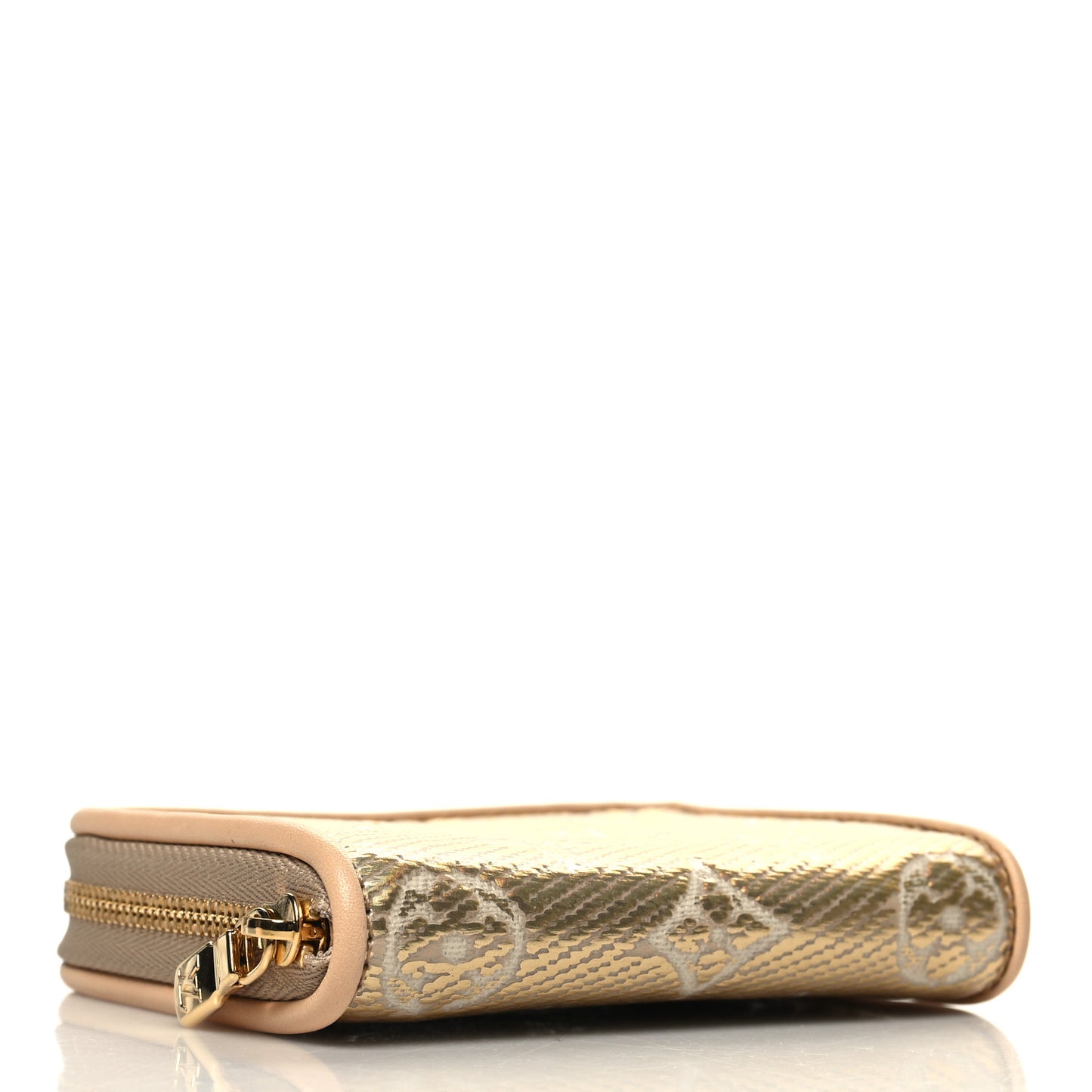 Lurex Jacquard Monogram Zippy Coin Purse Beige