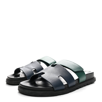 Hermes Epsom Mens Chypre Sandals 41 Bleu Celeste Vert Oyat 4 of 11