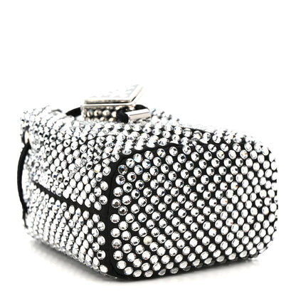 Prada Satin Crystal Metal Triangle Logo Mini Drawcord Pouch Shoulder Bag Crystal 4 of 11
