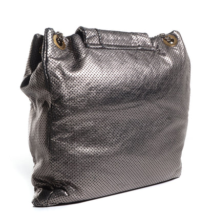 Chanel Metallic Crackled Calfskin Perforated Drill Shoulder Bag Silver 3 of 8