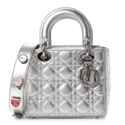 Christian Dior Metallic Grained Calfskin Cannage Small Lucky Badges My Lady Dior Silver 1 of 11