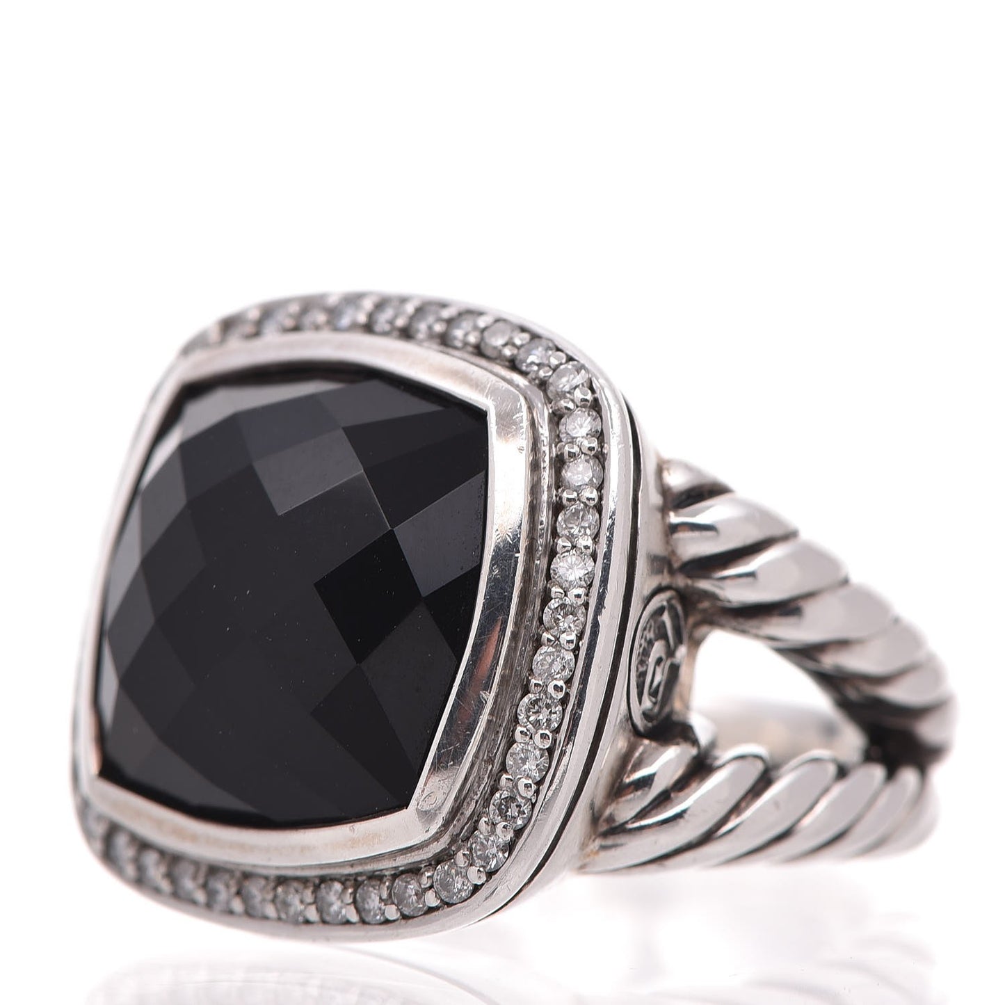 Sterling Silver Diamond Black Onyx 14mm Albion Ring 54.5 7