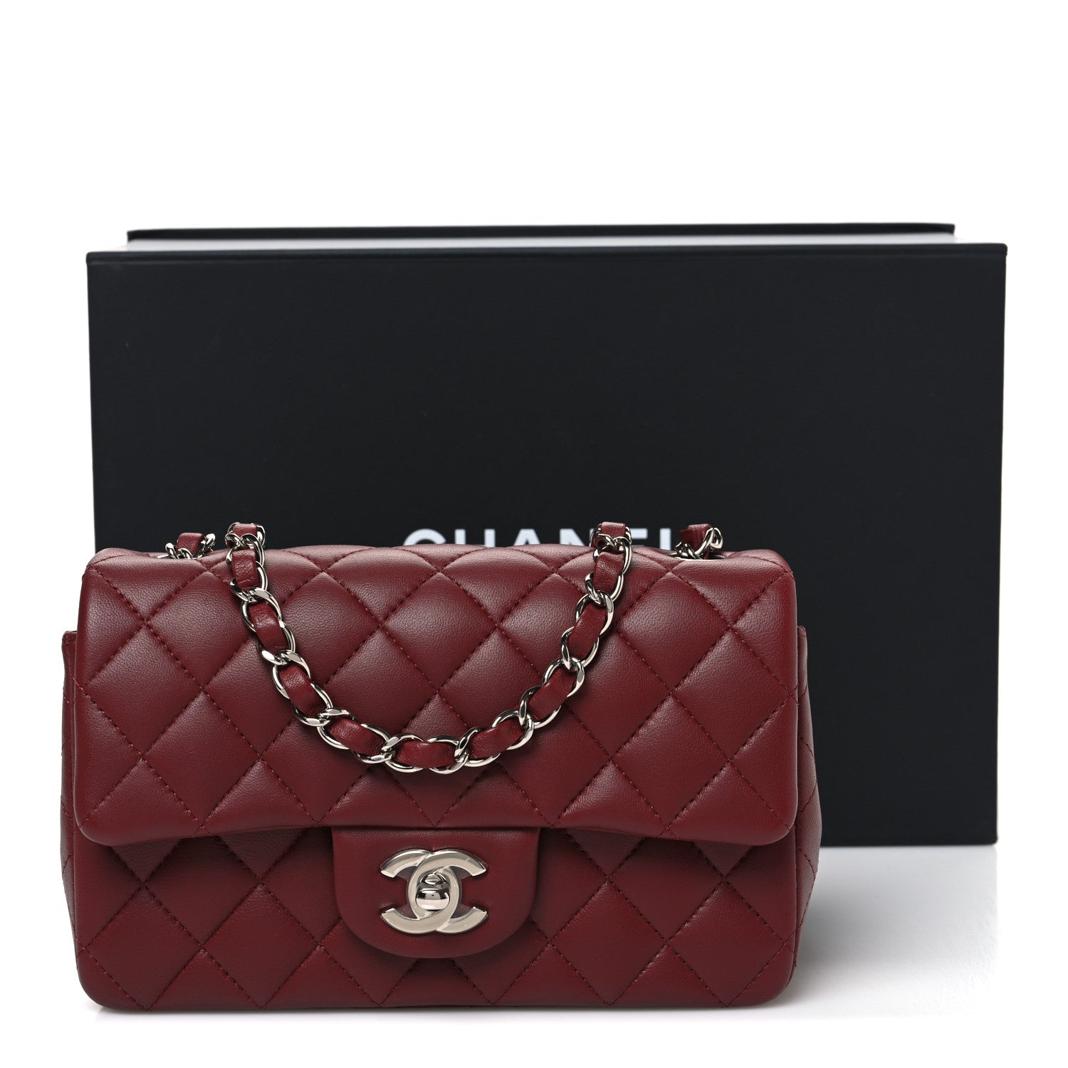 Chanel Lambskin Quilted Mini Rectangular Flap Burgundy 11 of 11
