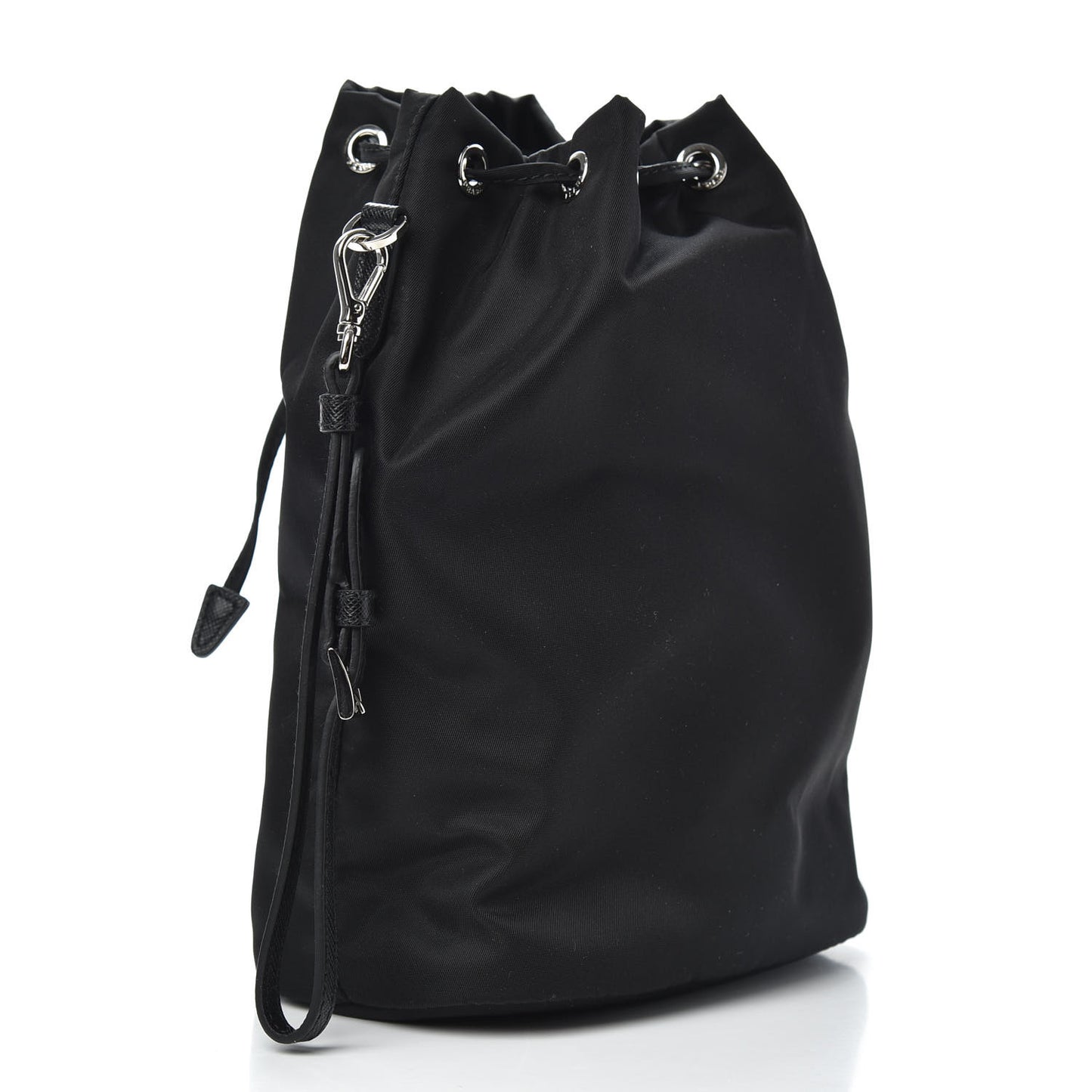 Tessuto Nylon Saffiano Smalto Bucket Wristlet Black